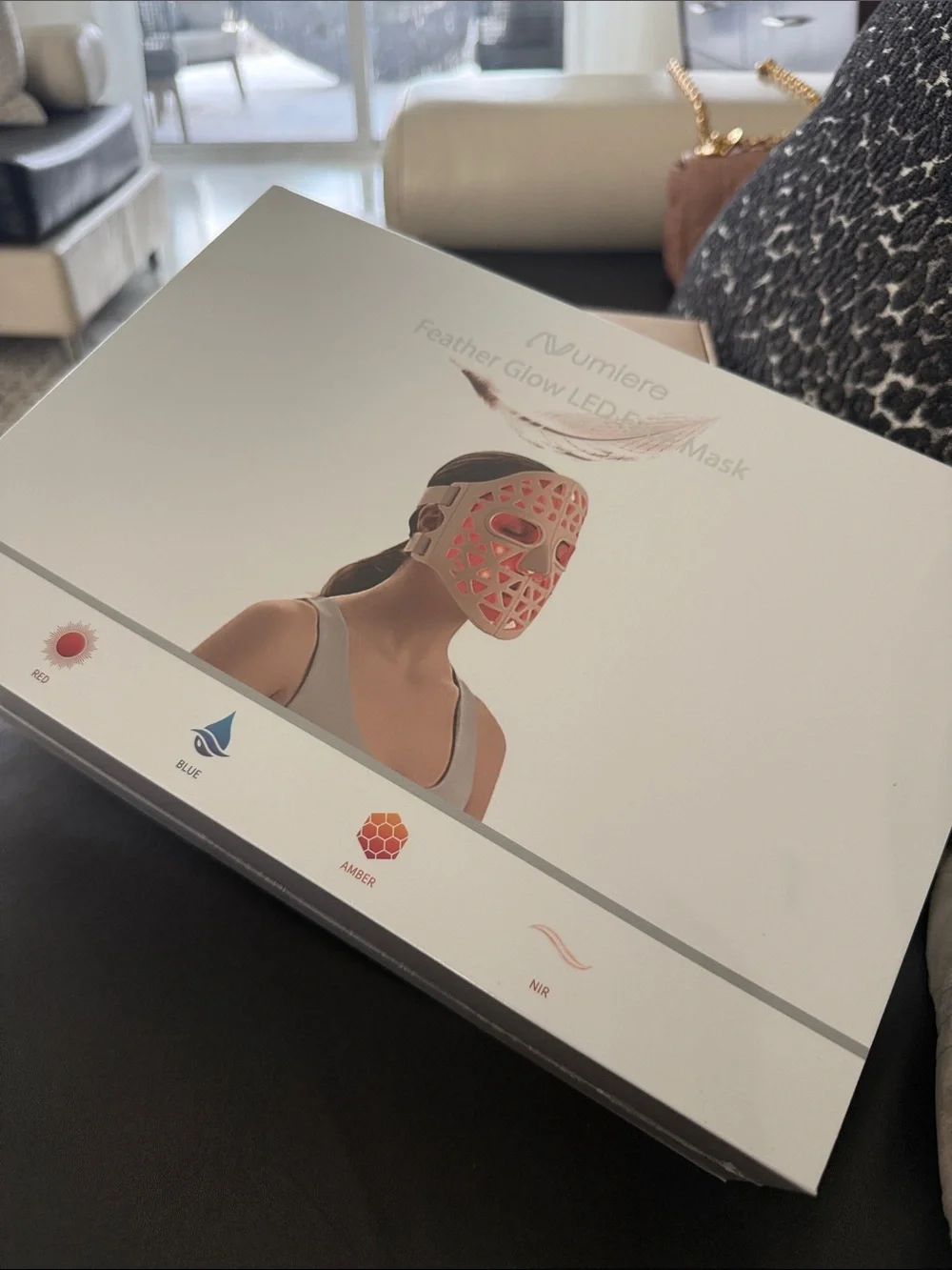 Lumiere Feather Glow LED Face Mask Packaging - Kraft Brown